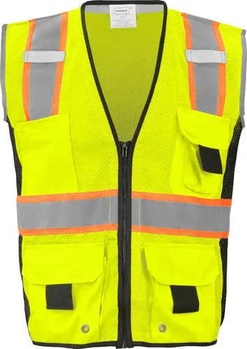 Ironwear 1245 Clase 2 Chaleco de seguridad con cremallera, pestañas de radio y ojales de bolsillo Lima