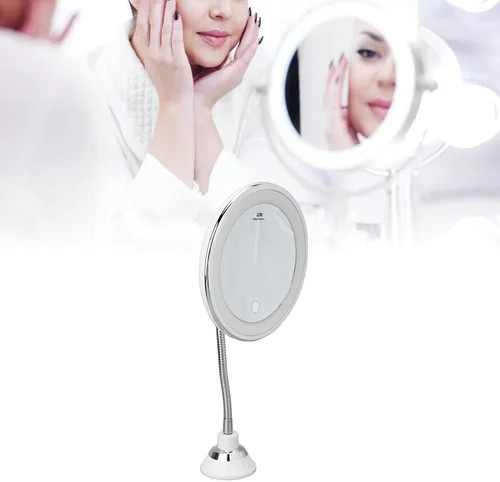 Miniatura 7 de Cryfokt Espejo de maquillaje iluminado recargable, espejo de tocador con aumento de 10x, espejo cosmético regulable de tres colores de luz, espejo
