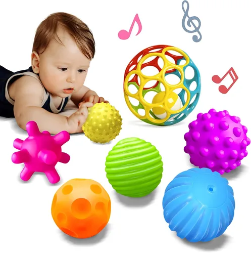 Miniatura 11 de Bolas de bebé para niños pequeños de 1 a 3 años, juguetes de baño para bebés de 6 a 12 meses, juego de bolas sensoriales suaves para bebés, set