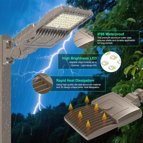 Miniatura 3 de BBESTLED Luces LED Exteriores de 200 Vatios para Lote de Estacionamiento Comercial, Luces LED de Lote de Estacionamiento con Vataje Ajustable