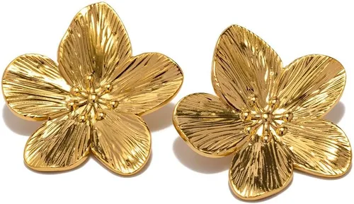 Aretes de flor vintage dorados y plateados, pequeños y fragantes de flores de camelia, aretes gruesos, delicados, grandes, joyería floral, regalo