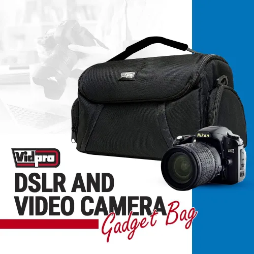 Miniatura 2 de Vidpro Bolsa para cámaras DSLR y videocámaras – Funda protectora grande con asa divisora acolchada y correa para el hombro compatible con la mayoría