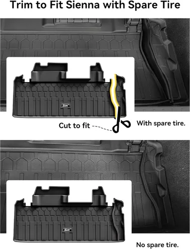 Miniatura 2 de 3W Alfombrilla de carga personalizada para Toyota Sienna 2021-2026, alfombrilla de maletero TPE para Sienna 7 asientos y 8 asientos, accesorios