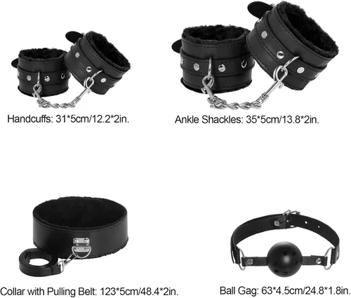 Miniatura 3 de Rbenxia 12 piezas de kits de restricciones BDSM Bondage para el sexo, esposas de fetiche, esposas de tobillo, collar, venda para los ojos, látigo