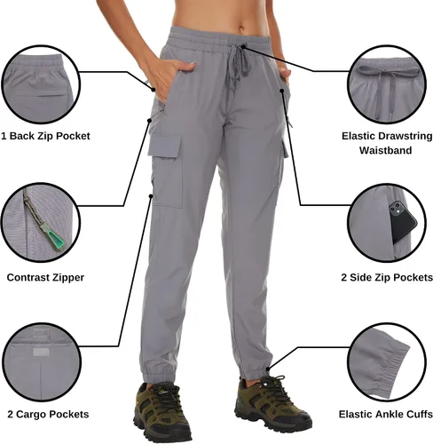 Miniatura 3 de Arunlluta Pantalones de senderismo para mujer, ligeros, de secado rápido, con bolsillos, resistentes al agua, pantalones de viaje