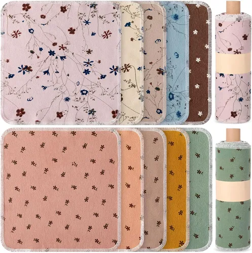 Miniatura 19 de Redbaker 50 piezas de toallas de papel reutilizables, paños de algodón reutilizables sin papel, toallas de papel absorbentes lavables para inodoro