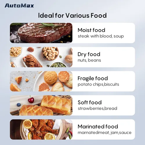 Miniatura 7 de Sellador al vacío totalmente automático, potente máquina selladora al vacío de alimentos de 95 Kpa, detección automática de seco y húmedo Cortador