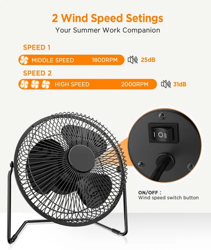 Miniatura 3 de EasyAcc Ventilador de escritorio USB de 5 pulgadas, pequeño ventilador de escritorio USB