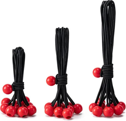 Miniatura 14 de Paquete de 30 cuerdas elásticas con bola, cuerdas elásticas resistentes de 4 pulgadas, lona de toldo con bolas elásticas para amarre de dosel