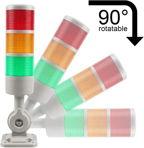 Miniatura 3 de Luz de señal para torre de señal, luz de advertencia industrial Andon con base giratoria, conmutable constante/intermitente, 110 V/220 V CA