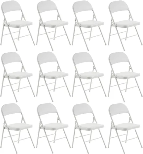 Miniatura 21 de Paquete de 4 sillas plegables negras con cojín acolchado y respaldo para interiores y exteriores, silla plegable comercial apilable portátil