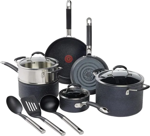 T-fal Stone Force Platinum - Juego de utensilios de cocina antiadherentes de 12 piezas, apto para horno y parrilla hasta 400°F, juego de cocina con