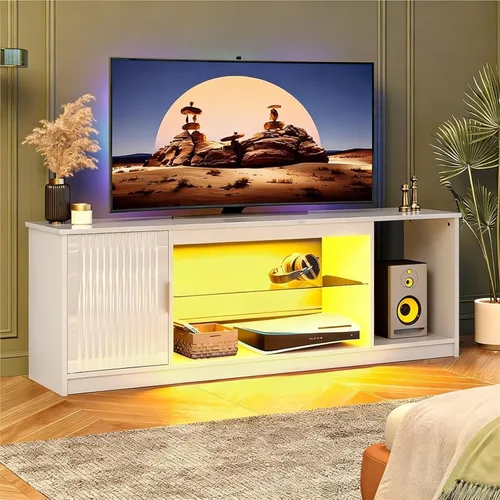 Miniatura 9 de Bestier Soporte de TV LED de 57 pulgadas para televisores de 55/60/65 pulgadas, centro de entretenimiento para juegos con luces RGB, estantes