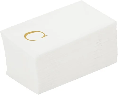 Miniatura 58 de Luxenap Toallas de invitados de tacto de lino de 15.8 X 7.9 pulgadas, 50 toallas de mano con letras - Letra dorada "S", fuente sans serif