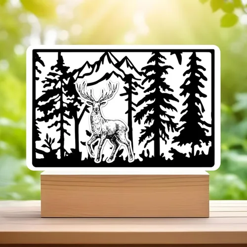 Miniatura 5 de INFUNLY Sellos y troqueles de bosque navideño para hacer tarjetas, sellos y troqueles de ciervo de Navidad, plantillas de ciervo para hacer