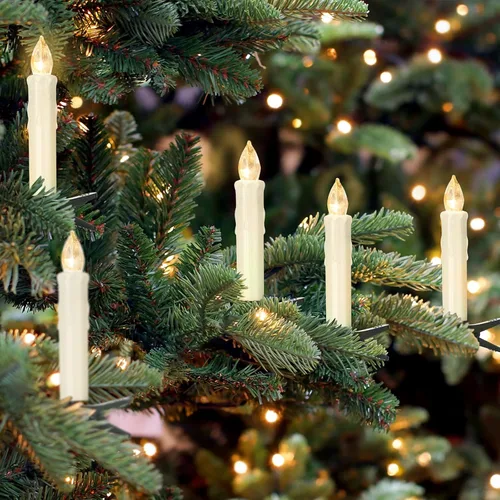 Miniatura 2 de Daord Vela parpadeante sin llama para ventana, luces LED para árbol de Navidad, color blanco cálido, funciona con pilas, velas cónicas eléctricas