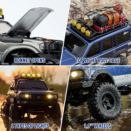 Miniatura 4 de EAZYRC FMS Fcx18 1/18 Land Cruiser 80 Toyota RC Rock Crawler RTR 4x4 Todo Terreno Impermeable Grado Hobby RC Trucks para Adultos y Principiantes