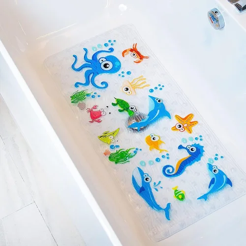 Miniatura 14 de BEEHOMEE Tapetes de baño para bañera para niños, bebés y niños pequeños - Grandes tapetes antideslizantes de dibujos animados para baño, bañera