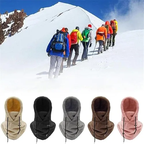 Miniatura 4 de Máscara de esquí polar alta con capucha de terciopelo, capucha sherpa, casco con capucha para snowboard, máscara de invierno resistente al viento