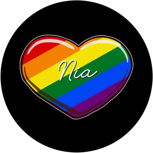 Miniatura 3 de Corazón del orgullo LGBT - Primer nombre "Nia" Rainbow Hearts Love PopSockets intercambiables PopGrip
