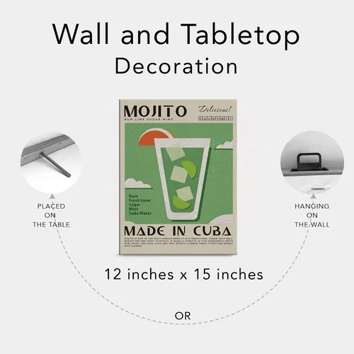 Miniatura 6 de Divertida impresión en lienzo de cóctel Mojito Art Wall Painting Posters de 12 x 15 pulgadas, decoración moderna para el hogar, cocina, bar