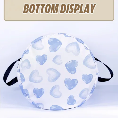 Miniatura 3 de Cesta de lavandería con diseño de corazón azul, divertida bolsa plegable de tela Oxford, cesta de almacenamiento de ropa, organizador para baño