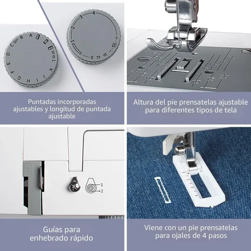 Miniatura 5 de FEIYUE Máquina de coser FYe310 con pedal de pie, tamaño completo, resistente y portátil, 6 bobinas y 5 pies de costura incluidos