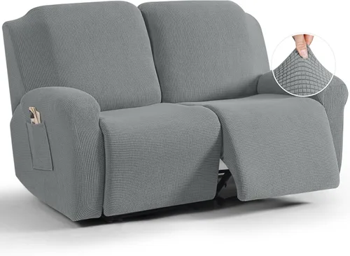 Miniatura 17 de TAOCOCO Funda reclinable de 4 piezas, funda elástica para sofá reclinable de 4 piezas, funda reclinable con 1 asiento, protector suave, fundas