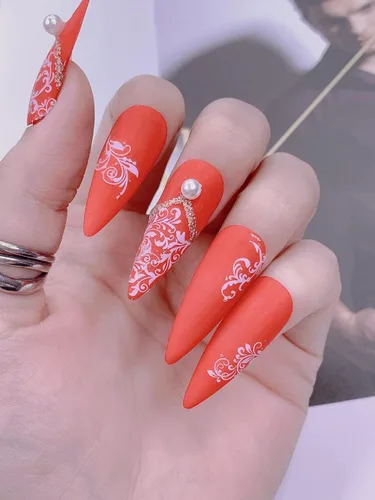 Miniatura 7 de Calcomanías de Arte de Uñas de Flores, Calcomanías de Uñas de Flores Blancas Suministros de Arte de Uñas 3D Encaje Retro Hoja de Flor Enredadera