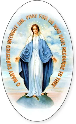 Miniatura 13 de CafePress - Adhesivo ovalado de la Virgen María de Fátima - Adhesivo ovalado para parachoques de coche Blanco - Pegatina Ovalada Virgen María Fátima