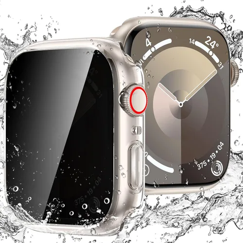 Miniatura 10 de Goton Estuche de Privacidad Resistente al Agua para Apple Watch Protector de Pantalla, Película de Vidrio Templado Anti-Espía Funda de PC Rígida