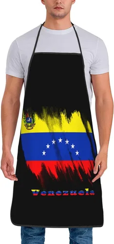 Delantal de bandera venezolana para hombres y mujeres, ajustable, gran volumen, estampado, divertido, vintage, delantales para cocina (sin