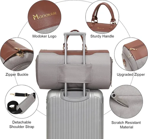 Miniatura 3 de Modoker Bolsas de ropa de mano para viajes, bolsa de lona convertible con correa para el hombro para hombres y mujeres, 2 en 1 para colgar maleta