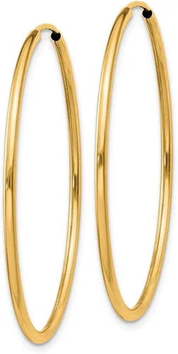 Miniatura 2 de Aretes de aro redondos sin fin pulidos de oro amarillo de 14 quilates de 0.059 in (1.417 in x 0.059 in), Oro amarillo