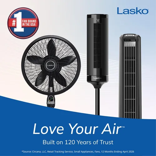 Miniatura 2 de Ventilador con 3 velocidades Lasko 18 pulgadas eficiente de la energía Swirling Cyclone Grill Pedestal control remoto incluido gratis