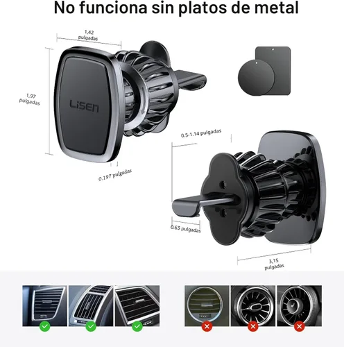 Miniatura 8 de LISEN Soporte magnético para teléfono para automóvil, soporte magnético para teléfono con clip mejorado y 6 imanes fuertes, imán magnético de Negro
