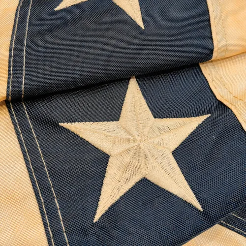 Miniatura 2 de Banderines de 1.5 x 3 pies con diseño de bandera estadounidense antigua manchada de té, medio abanico con estrellas bordadas totalmente plisadas