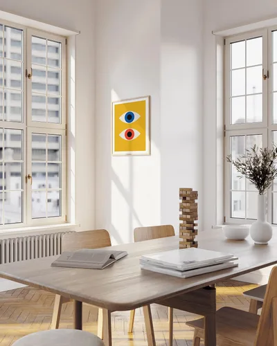 Miniatura 5 de HAUS AND HUES - Arte de impresión Bauhaus de mediados del siglo XX – Decoración de pared retro de ojo maligno, póster abstracto geométrico amarillo