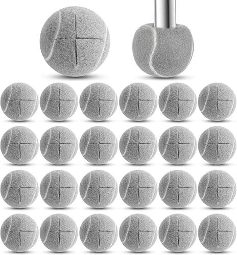 Macarrie 24 pelotas de tenis precortadas para patas de muebles y sillas de protección del suelo, escritorios, muebles, pelotas de tenis para sillas,