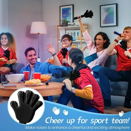 Miniatura 3 de 36 pinzas de mano negras de 7.5 pulgadas para hacer ruido, regalos de fiesta, plástico para eventos deportivos, bailar, baile, baloncesto, fútbol
