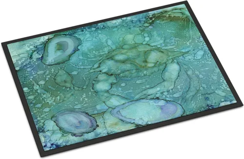 Caroline's Treasures 8963MAT - Tapete abstracto de cangrejos y ostras, 18 x 27 pulgadas, para interiores y exteriores, para entrada, antideslizante,