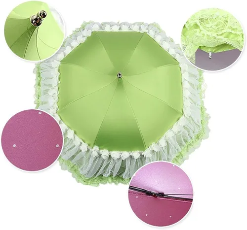 Miniatura 3 de Honeystore Pagoda Parasol 3 Folding Lace Totes Sun Rain Wedding Ruffle Umbrella