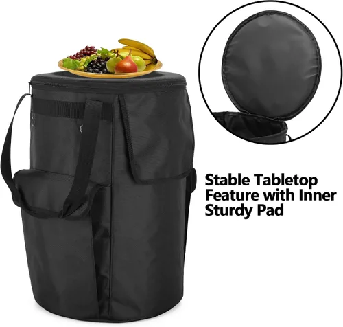 Miniatura 4 de samdew Funda para tanque de propano, bolsa de tanque de gas propano de 20 libras con solapa lateral abatible y función de mesa estable, 2 bolsillos