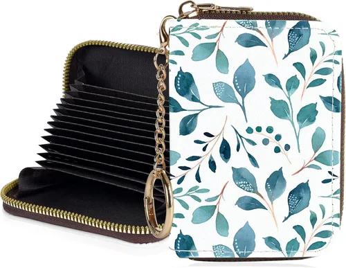 Miniatura 8 de Tarjetero de crédito para mujer, pequeña cartera RFID con cierre de llavero, bonita cartera de piel sintética, Huellas de patas en blanco y negro