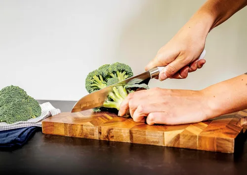 Miniatura 5 de Dura Living Juego de 5 cuchillos de cocina de corte ecológico, cuchillas de acero inoxidable de alto carbono con asas ergonómicas ecológicas, Gris