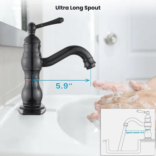 Miniatura 7 de gotonovo Grifo de lavabo de baño de 1 agujero con mango único, grifo de tocador de lavabo con caño giratorio de 360°, grifo mezclador de lavabo