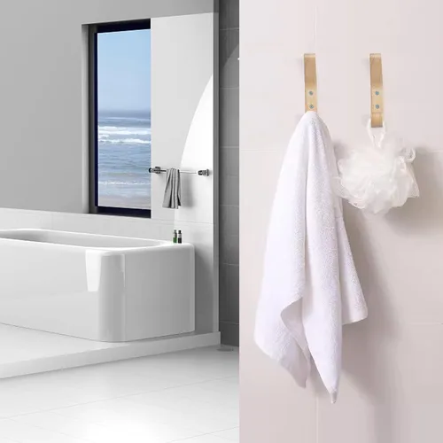 Miniatura 5 de Ganchos de Pared de Madera Natural, Paquete de 4 Ganchos de Abrigo de Madera Montados en la Pared, Gancho Colgador de Clavija de Madera Decorativo