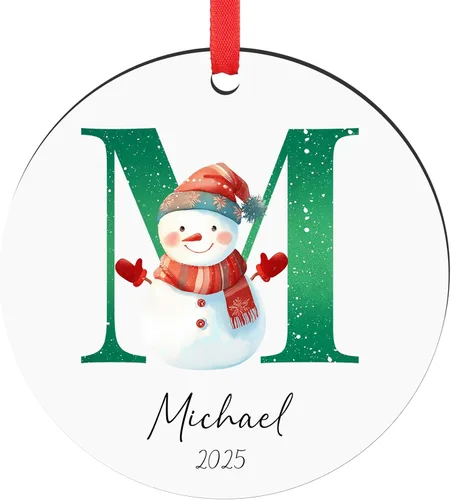 Miniatura 17 de Paquete de 4 adornos de Navidad personalizados 2025 de cerámica personalizada con foto y texto para decoración de árbol de Navidad, primera Navidad