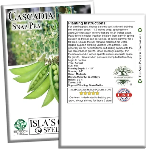 Miniatura 7 de Cultiva crujientes y dulces guisantes cascadia: más de 50 semillas de reliquia sin OMG de Isla's Garden Seeds, cápsulas tiernas para aperitivos