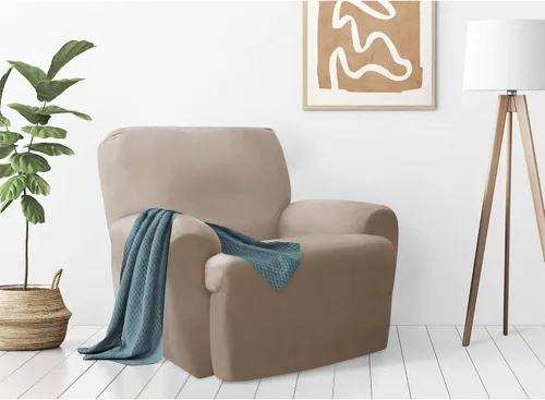 Miniatura 10 de Zenna Home, Funda para muebles color chocolate/marrón: Funda elástica de felpa de 1 pieza para sofá biplaza (EFCLSTCH)